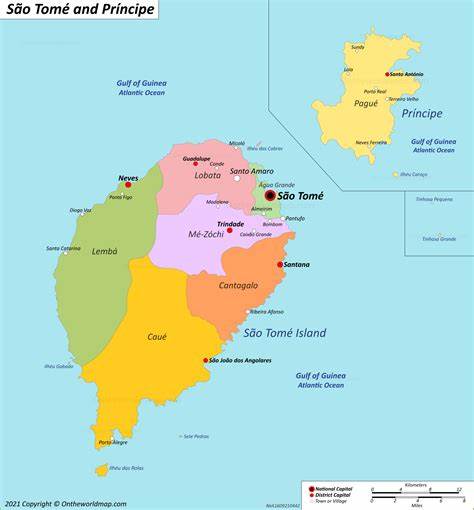 Mapa e relevo de STP